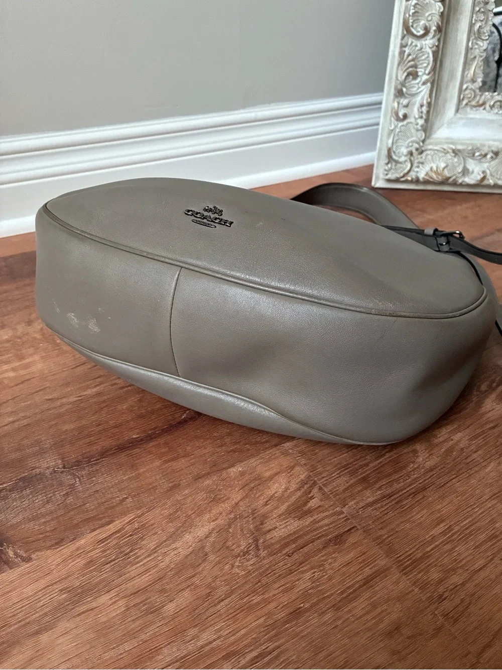 Coach Mae Leather Hobo Shoulder Crossbody Purse, 36026, Grey Birch / Gunmetal